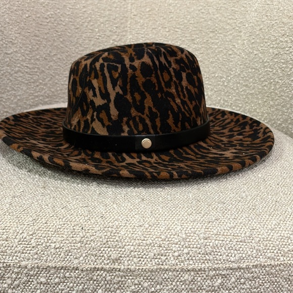 NWT All Saints Leopard Print Fedora Hat - Picture 2 of 5